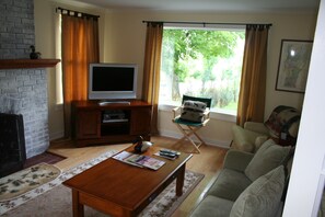 Family room with fireplace
