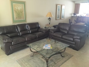 Living Area with Plush leather seating