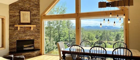 Stunning mountain views from dining, living room and kitchen