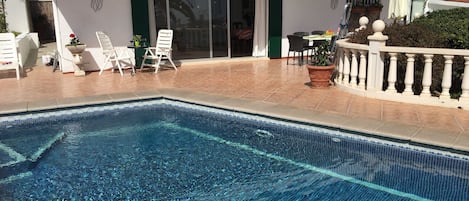 Your own large south facing pool - in front of living room