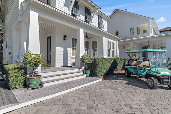 front exterior and included golf cart