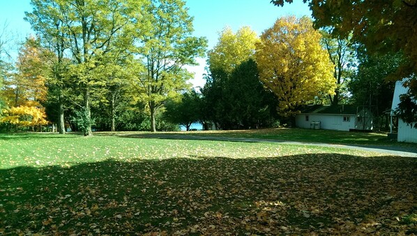 Looking down the property to the lake in early fall.