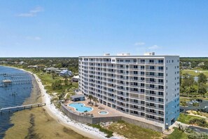 Aerial view of back of complex 