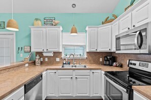 Well stocked kitchen.