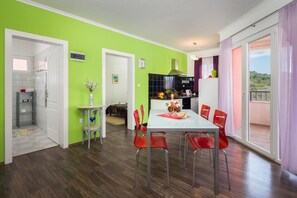Living area and kitchen
