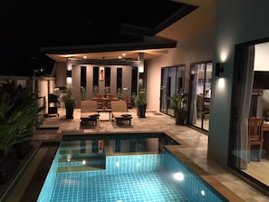 Pool, Patio at night