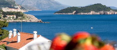 view from balcony to Old Town and island Lokrum