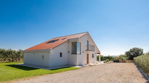 Villa from the west with glass walls