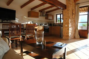 Living room and kitchen.