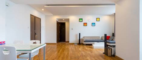 living room with natural oak wood floor