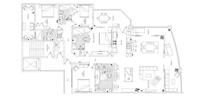 Penthouse floor plan with accurate layout of furniture
