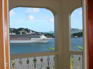 A Stunning Bay View, From Within La Marguerite Apart., Of A Cruise Ship