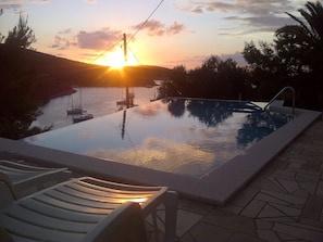 Sunset over the pool 