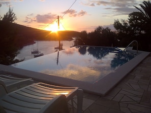 Sunset over the pool