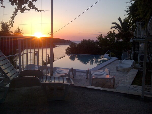 Sunset over the pool