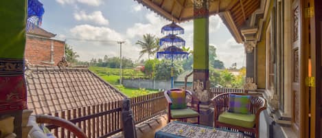 Balcony or terrace overlooking to rice field 