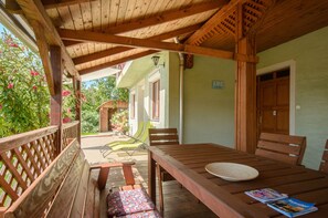 Covered wooden terrace