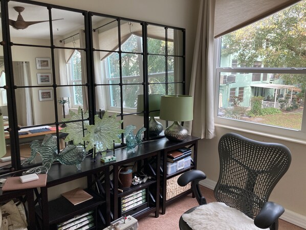 Back bedroom with large windows and lots of mirrors to make it sparkle