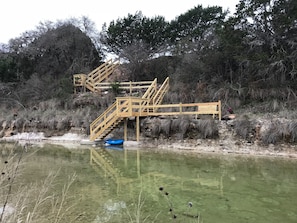 Private steps down to river