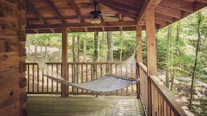 Relaxing hammock on wrap around covered porch