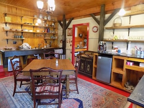 Each tent has a kitchenette in the Lodge. 