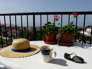 View from the balcony all the way down to the sea. 