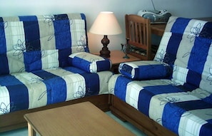 Lounge with  two  3-seater sofas/futon double beds.