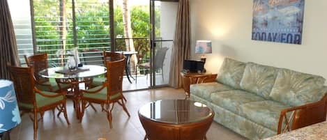 Living room overlooking the garden.  Standing in the kitchen