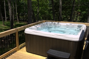 Hot tub on back deck. 