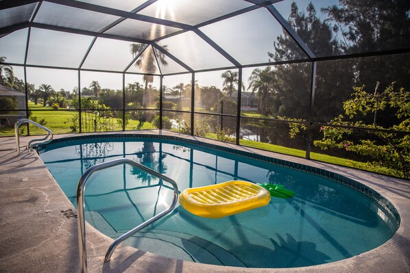 Morning serenity by the pool