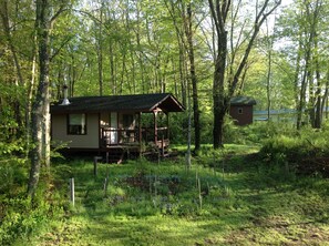 Cabin and outhouse. This was taken from the porch of my house. 