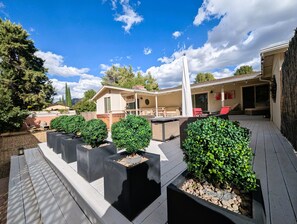 Rear deck with seating and fire pit