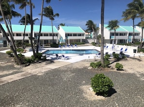 Balcony view of pool