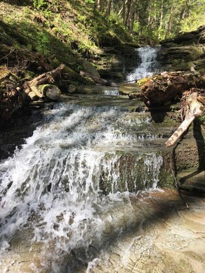 Waterfalls just above the cabin!