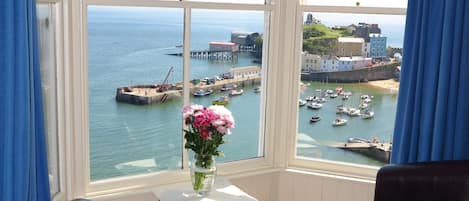 Lounge window overlooking Tenby Harbour