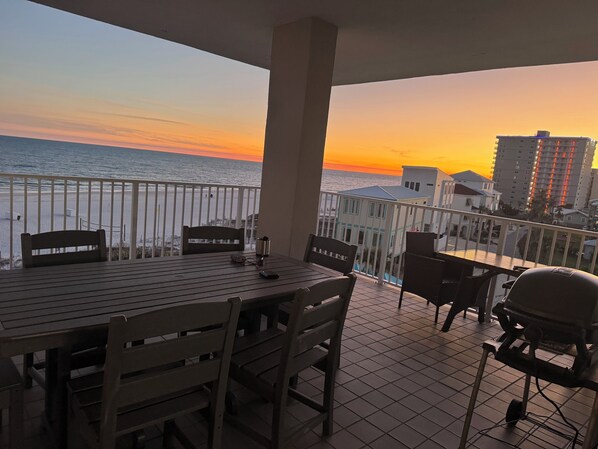 Sunset from the balcony (grill is not included in rental)