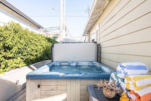 Unwind in the hot tub at the end of the day.