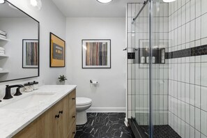 Renovated Full Size Bathroom. You don't have to go through the bedroom to enter.