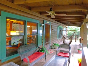 Covered front porch with Hammock swing.