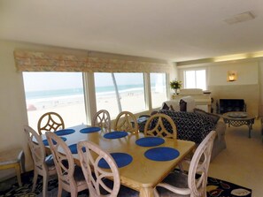 ocean view dining room and living room