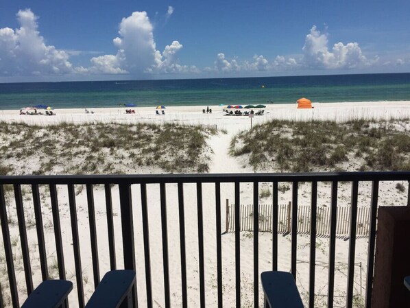 View from the balcony. You are only steps away from the beach.