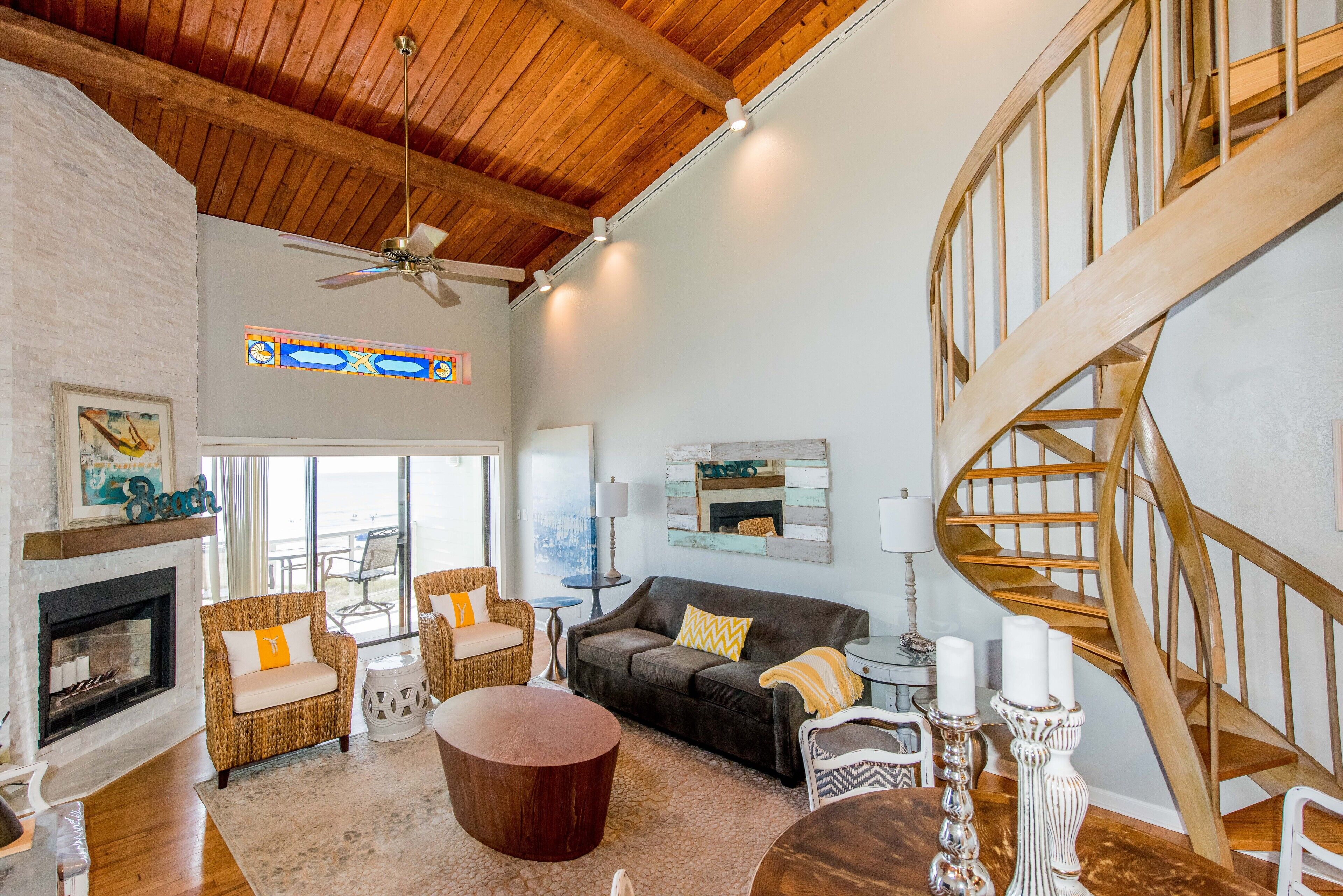 Entertain in the open living room with plenty of seating and new furnishings