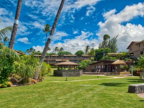 The lush grounds.