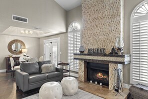 wood fireplace