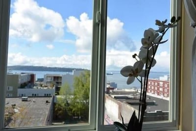 Stylish downtown condo with views of the Puget Sound.