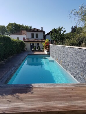 The littlehouse viewed from the poolhouse.