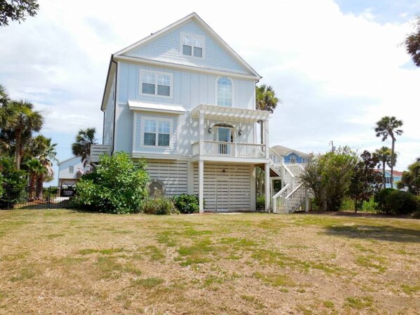 the home has a large, fenced yard