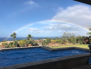 Rainbow over the ocean from the lanai
