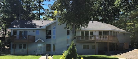 Lake side of the house with walk-out lower level.