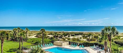 View of pool from balcony